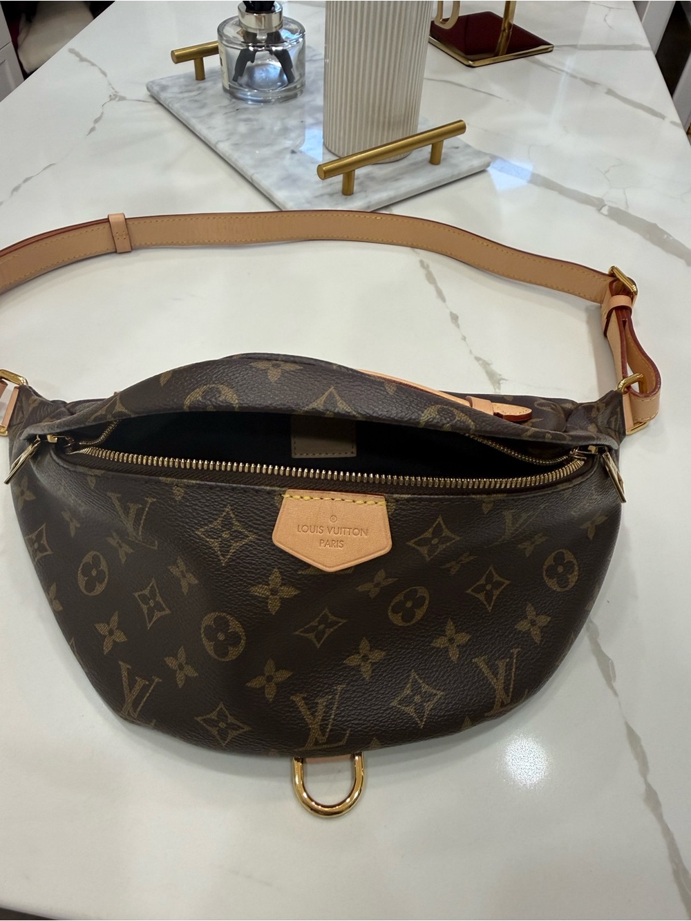 Louis Vuitton Classic Monogram Canvas Crossbody Belt Bag in Brown and Tan